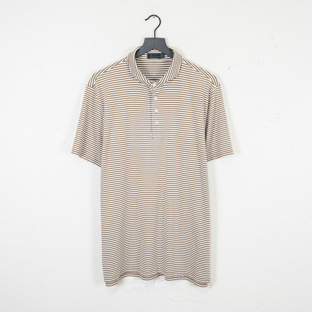 G/FORE Golf Tech Polo Shirt White brown striped size XL